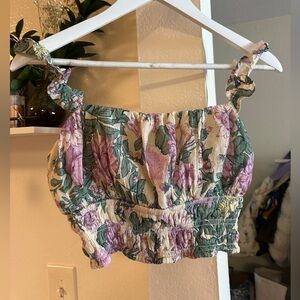 Abercrombie &Fitch - Floral Ruffle Strap Crop top, size S